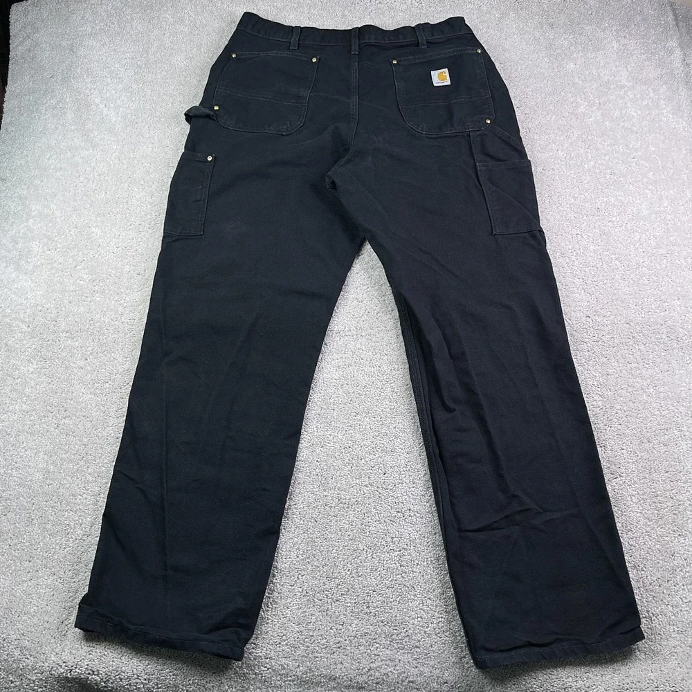 Carhartt Pants Mens 38x32 Black Loose Fit Carpenter Double Knee B01 Made‎ in USA